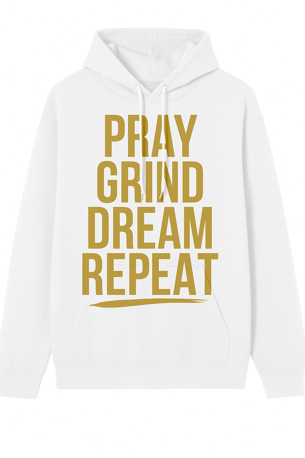 Pray Grind Dream Repeat Hoodie | Motivational Black/White/Navy Blue & Gold | Unisex Premium Hoodie
